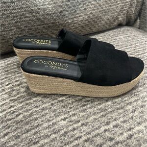Coconuts By Matisse Sandy
Black Faux Suede Platform
Espadrille Slides Sz 9M